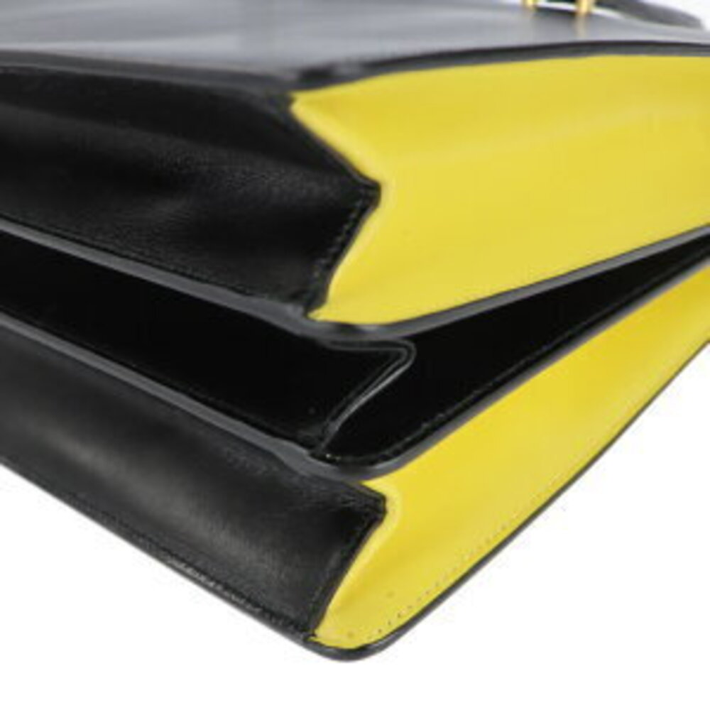 PRADA Turnlock handbag black calf leather yellow - Picture 5 of 9